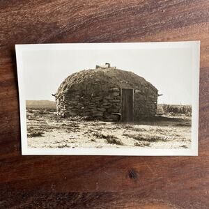 Vintage Navajo Indian Hogan Gallup Mexico B&W RPPC Mullarky Photo Post Card